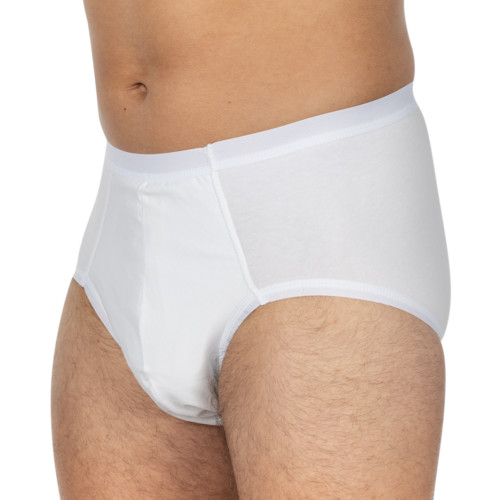 Suprima Slip coton homme étanche pour fuites modérées Blanc