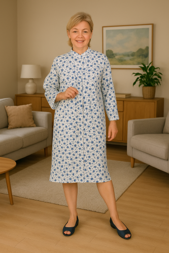 Solaise Chemise de nuit semi-médicalisée Colombine Imprimé fleuri tendance rose